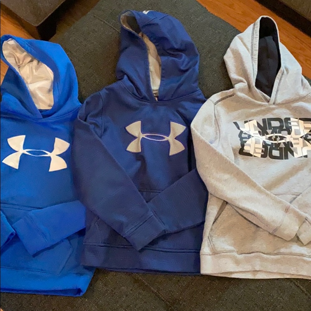 Boys Under Armour hoodies- two small, one xs